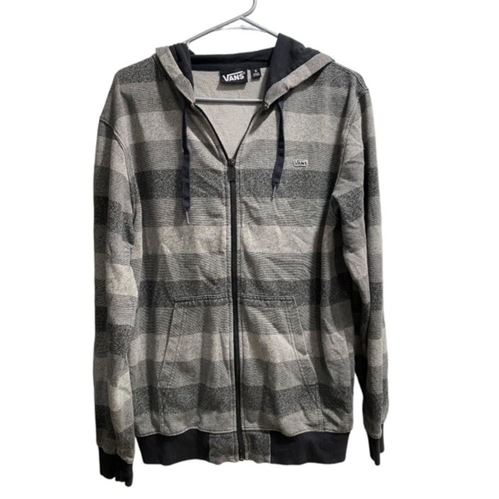 Vans‎ Full Zip Mens Hoodie Size Small Black Gray Speckled